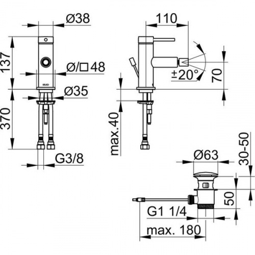 фото смеситель keuco ixmo 59509012000 для биде, хром