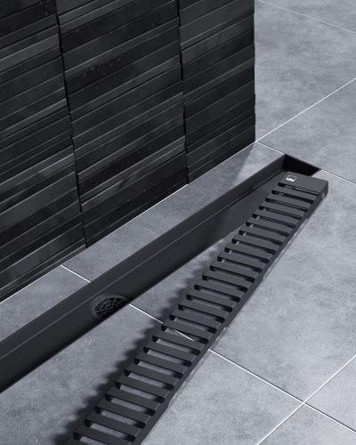 картинка Душевой лоток TIMO Drain System 700 с вставкой "lines", Чёрный (DS230107/03) от магазина Сантехстрой