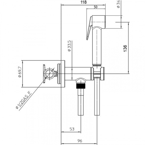 картинка BOSSINI PALOMA Гигиенический душ с прогрессивным смесителем, лейка, шланг Cromolux из армированного нейлона1250 мм., цвет белый матовый от магазина Сантехстрой