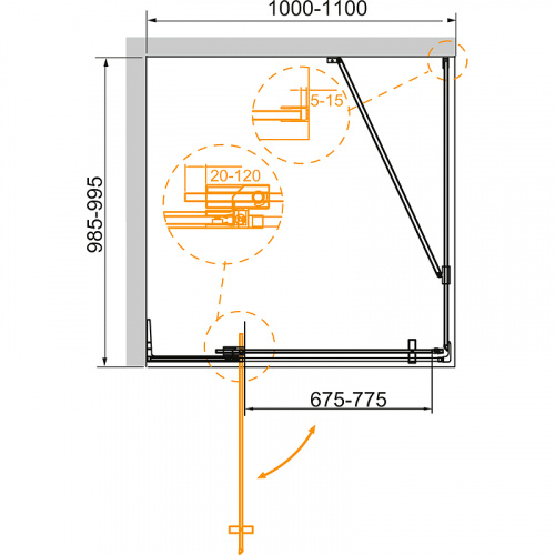 картинка Душевой уголок Cezares Slider 100x100 SLIDER-AH-1-100-100/110-BR-Cr профиль Хром стекло бронзовое от магазина Сантехстрой