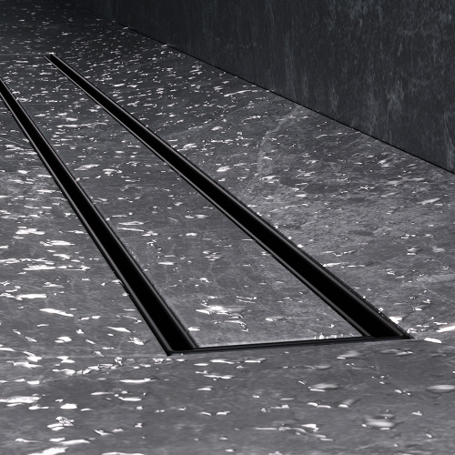 картинка W01SC-U11-090-04BM MasterFlow Трап для душа линейный универс затвор Tile 90см цвет черн мат от магазина Сантехстрой