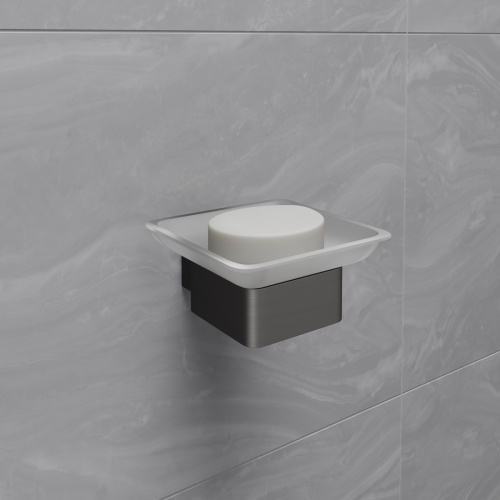 картинка Мыльница Lemark SMOOTH LINE с держателем, графит (9746018) от магазина Сантехстрой