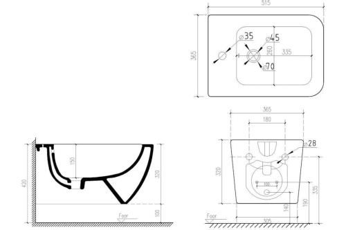 картинка Подвесное биде Art&Max MAXIMA с креплением AM010BH от магазина Сантехстрой