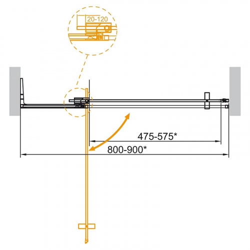картинка Душевая дверь Cezares Slider 90 SLIDER-B-1-80/90-GRIGIO-BORO профиль Брашированное золото стекло серое от магазина Сантехстрой