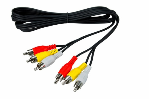 картинка Шнур 3 RCA - 3 RCA,  1,5м,  черный REXANT от магазина Сантехстрой