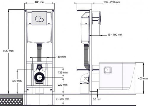 картинка Комплект инсталляции с хромированной кнопкой Santek ПЭК и подвесным унитазом с крышкой с микролифтом Нео 1.WH50.1.543 от магазина Сантехстрой