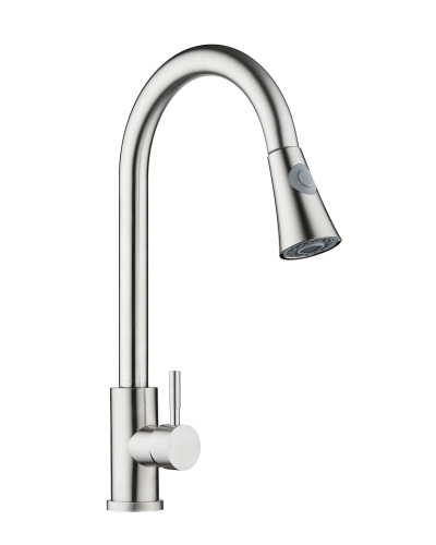картинка Orange Steel M99-120st смеситель для кухни с вытяжным изивом, сталь от магазина Сантехстрой