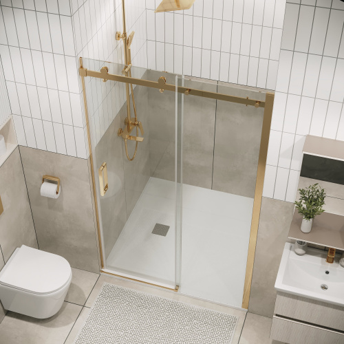 картинка Дверь в нишу 100.K33.04.120.32.00 Classic (120*195) золото сатин, стекло прозрачное, 1 место от магазина Сантехстрой