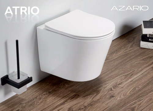 картинка Унитаз подвесной Azario Atrio 490x365x360 безободковый с сиденьем микролифт, белый (AZ-2330) от магазина Сантехстрой