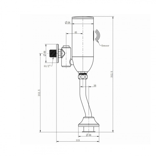 картинка Cмывное устройство для писсуара сенсорное Raiber Sensor RSF88307, хром от магазина Сантехстрой