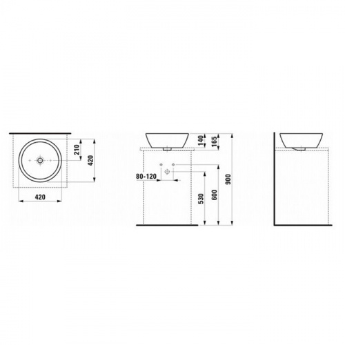 картинка LAUFEN Pro B Раковинакруглая накладная 420х420 мм, цвет белый от магазина Сантехстрой