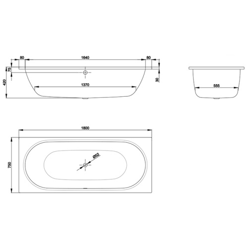 картинка BETTE Starlet Ванна прямоугольная 1800х750х420 мм., BetteGlasur® Plus, в комплекте с шумоизоляцией, цвет белый от магазина Сантехстрой