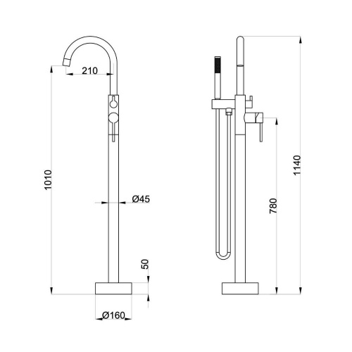 фото смеситель для ванны/душа orange steel m99-336cr напольный