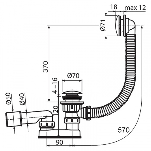 картинка Слив-перелив Ravak 570 X01746 click-clack Черный от магазина Сантехстрой