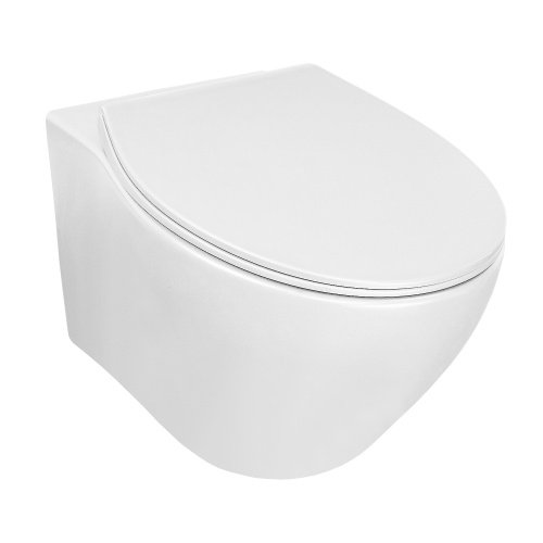 картинка Унитаз подвесной Azario Keras 370х520х360 безободковый, с быстросъемным сиденьем микролифт, белый глянцевый (AZ-99046W) от магазина Сантехстрой