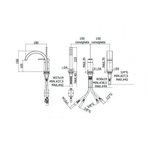 фото смеситель на борт ванны paffoni ringo rin040lno