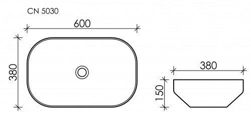 картинка CN5030 Умывальник чаша накладная прямоугольная Element 600*380*150мм от магазина Сантехстрой