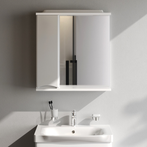 картинка M80MPL0651WG Like зеркало, частично зеркальный шкаф, левый, 65см, с подсветкой, белый, глянец, шт от магазина Сантехстрой