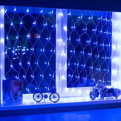 картинка Гирлянда Сеть 1,5х1,5м,  прозрачный ПВХ,  150 LED Синие от магазина Сантехстрой