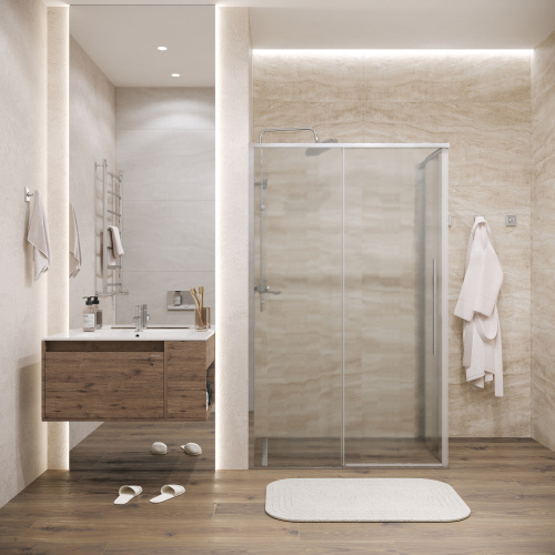 картинка Душевое ограждение Grossman Galaxy 100.K33.01.100.10.02-200.K33.01.80.10.02 (100х80х195) раздвижная(левая),хром,стекло шиншилла,2 места от магазина Сантехстрой