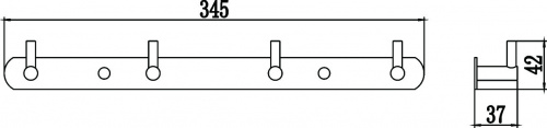 картинка Планка с крючками (4 крючка) Savol (S-007214B) от магазина Сантехстрой