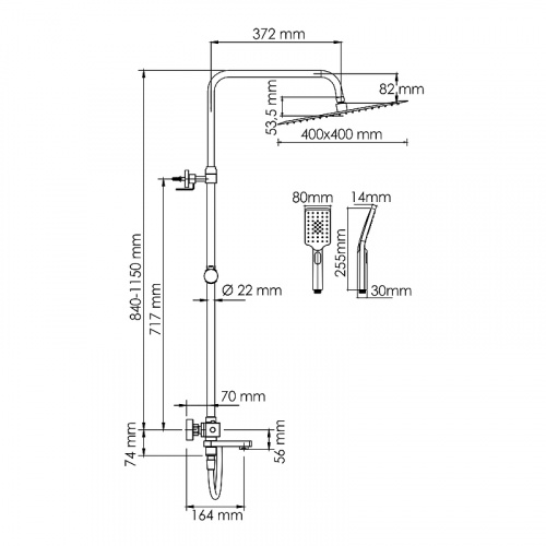 картинка Душевая система WasserKRAFT A199.119.126.087.CH Thermo с термостатом Хром от магазина Сантехстрой