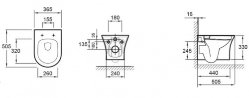 картинка EDAH132-0 ALEO Чаша подвесного безободкового унитаза от магазина Сантехстрой