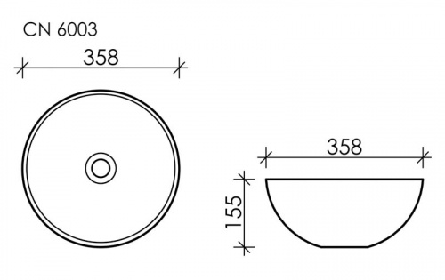 картинка CN6003 Умывальник чаша накладная круглая (цвет Белый Матовый) Element 358*358*155мм от магазина Сантехстрой