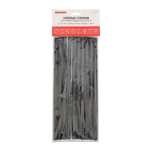 картинка Стержни клеевые Ø11мм,  270мм,  черные (10 шт/уп),  хедер REXANT от магазина Сантехстрой
