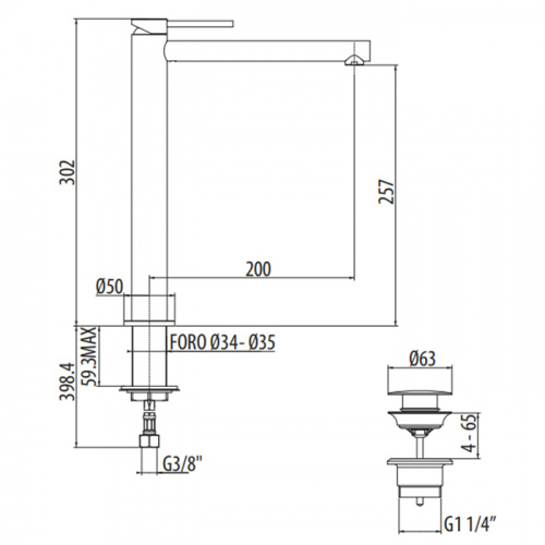 картинка GATTONI CIRCLE ONE Смеситель для раковины высокий 302 мм,  на 1 отверстие, излив 200 мм, с донным клапаном, цвет хром от магазина Сантехстрой