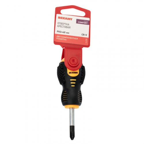 картинка Отвертка крестовая PH2х40мм,  двухкомпонентная рукоятка REXANT от магазина Сантехстрой