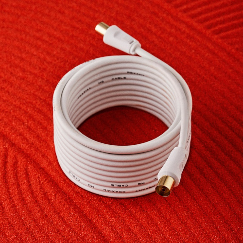 картинка Шнур ТВ гнездо - ТВ штекер,  5м,  белый REXANT от магазина Сантехстрой