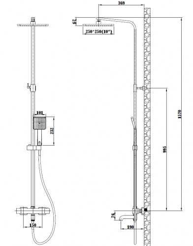 картинка Душевая система ESKO Singapore black с термостатом (STT5054 BL) от магазина Сантехстрой
