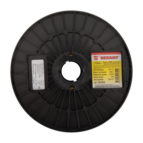 картинка Трос стальной в ПВХ оплетке d=3,0 мм,  прозрачный (бухта 200 м) REXANT от магазина Сантехстрой