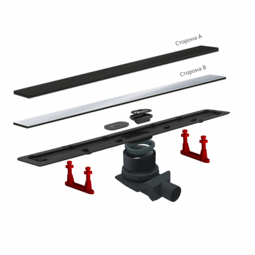 картинка Трап для душа Pestan Confluo Frameless Line 300 Black Glass 13701201 с решеткой от магазина Сантехстрой