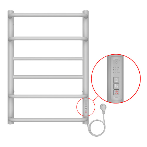картинка Полотенцесушитель электрический AZARIO MILAN 400/600 6 секций, диммер справа, белый (AZ90846W) от магазина Сантехстрой