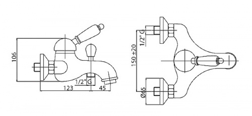 фото смеситель для ванны cezares vintage vintage-vm-03/24-sw золото 24 карат