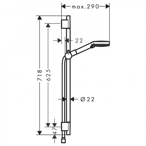 картинка HANSGROHE VERNIS BLEND Душевой комплект с штангой 650 мм., ручным душем и шлангом, цвет черный матовый от магазина Сантехстрой