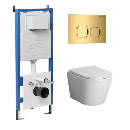 картинка Комплект 3 в 1: Grossman инсталляция 900.K31.01.000+клавиша 700.K31.02.300.300 золото глянцевый+унитаз GR-4478BMS, 3 места от магазина Сантехстрой