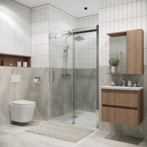 картинка Дверь в нишу 100.K33.04.110.10.00 Classic (110*195) хром, стекло прозрачное, 1 место от магазина Сантехстрой