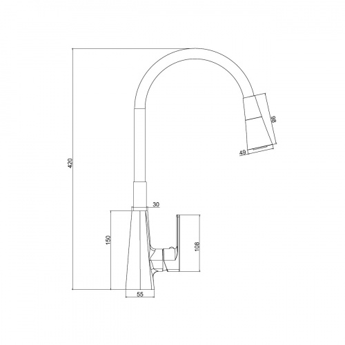 картинка Смеситель для кухни Haiba с гибким изливом и режимом душ, оружейная сталь (HB73823-3) от магазина Сантехстрой