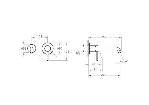 картинка Встраиваемый смеситель для раковины VitrA Minimax Round A4354936EXP однорычажный матовый черный латунь от магазина Сантехстрой
