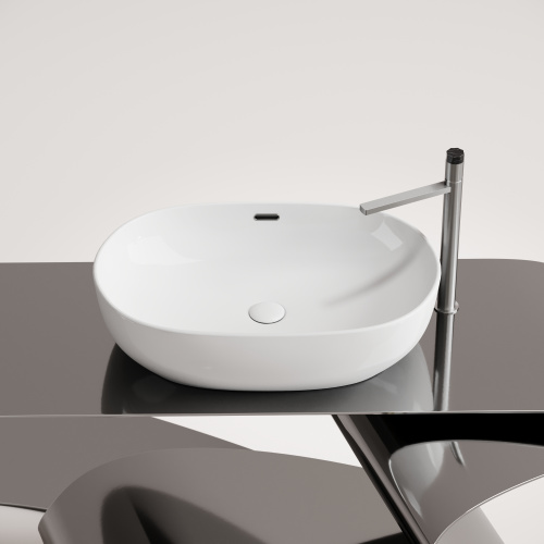 картинка CN6064 Умывальник чаша накладная овальная со сливом переливом Element 610*420*155мм от магазина Сантехстрой