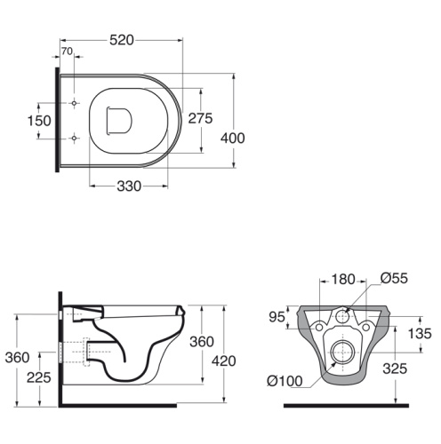 картинка AZZURRA CHARME унитаз подвесной 52х40см, c креплением KIT 2000 CF,цвет белый от магазина Сантехстрой