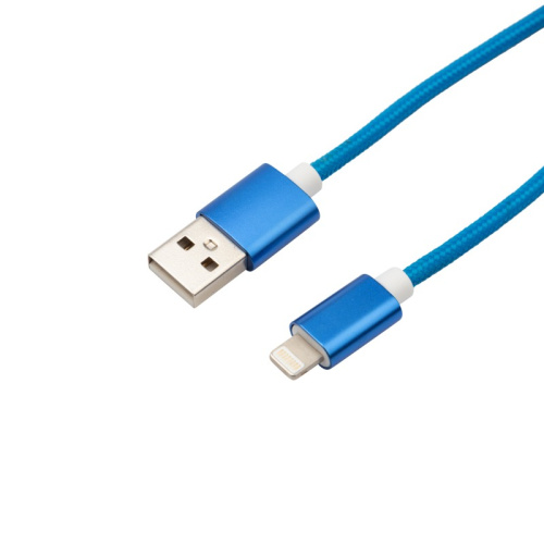 картинка Кабель REXANT USB-Lightning 1 м,  синяя нейлоновая оплетка от магазина Сантехстрой