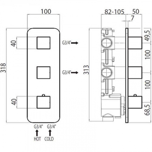 фото смеситель для душа bossini outlets z031204.021 с термостатом золото