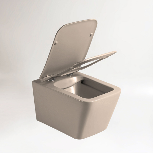 картинка Унитаз подвесной Q-Line VT1-12MC безободковый, ультратонкое soft close сиденье, капучино матовый от магазина Сантехстрой