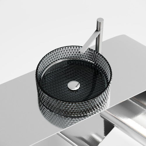 картинка CN6060 Умывальник чаша накладная круглая (цвет чёрный) Cristal 360*360*112мм от магазина Сантехстрой