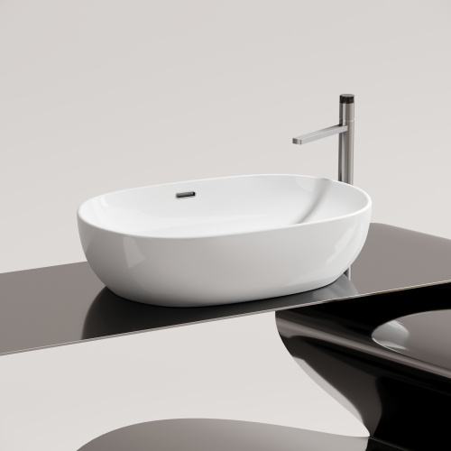 картинка CN6064 Умывальник чаша накладная овальная со сливом переливом Element 610*420*155мм от магазина Сантехстрой