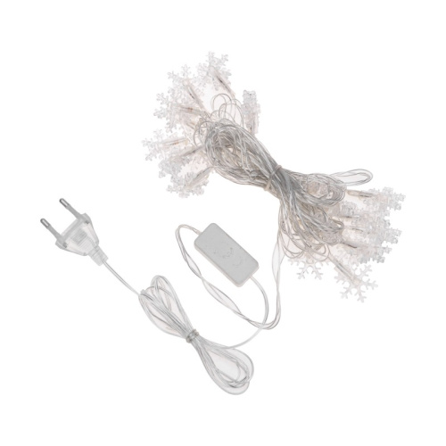 картинка Гирлянда светодиодная Снежинки большие 5м,  20LED,  IP20, прозрачный провод,  свечение мульти (RG/RB),  мигание,  230В NEON-NIGHT от магазина Сантехстрой
